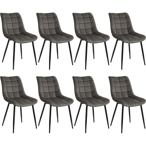 WOLTU Set di 8 Sedie da Pranzo in Velluto Grigio Scuro