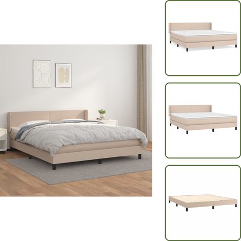 The Living Store Sommier à lattes de lit avec matelas Cappuccino 180x200 cm - Lit Plateforme - Lit Capitonné - Lit Double - Literie - Chambre À Coucher (1/5)