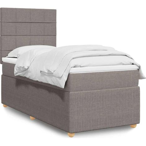 Boxspringbett mit Matratze Taupe 100x200 cm Stoff