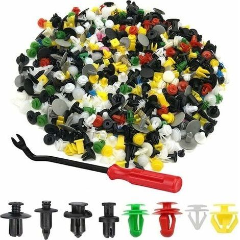 500pcs Rivet Clips Plastique, Plastique Fixation Auto Universel, de Garniture Voiture avec Outil Démontage, pour Panneaux Garnitures Portes, Différentes Formes et Tailles (1/5)