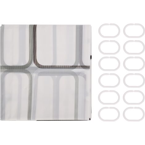 Rideau De Douche En Peva Imperméable Avec Motif À Carreaux Noir Et Blanc Pour Salle De Bain - Inclus 12 Crochets De Suspension (1/5)