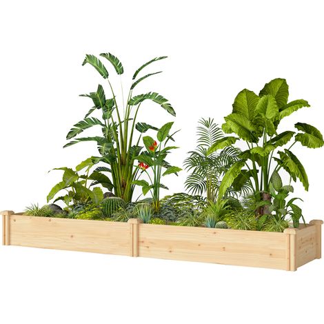 Carré surélevé bois naturel avec séparateur fond ouvert châssis froid 235x66x26 cm