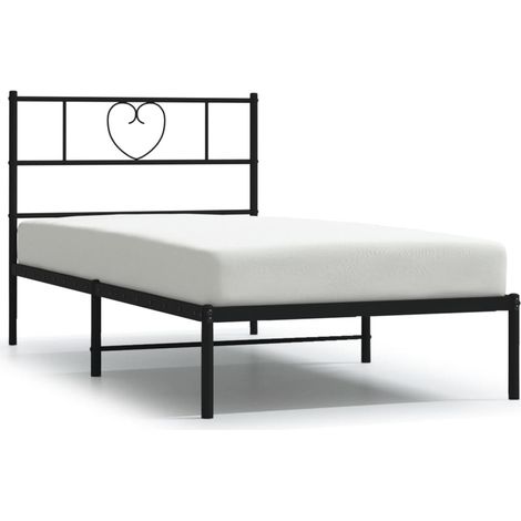 Lit simple,Lit adulte,Cadre de lit métal sans matelas avec tête de lit noir 90x190 cm CFW7909716 (1/5)