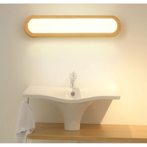 Applique da parete a LED in legno massello Applique da interno Applique da parete Soggiorno Camera da letto Scale Bagno Applique Bianco caldo (45 cm) - RWApplique de salle de bain (1/5)