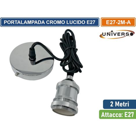 LAMPADARIO PORTALAMPADA A SOSPENSIONE CROMATO LUCIDO PER LAMPADINE E27 (1/5)