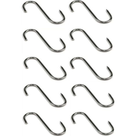 GANCIO DA MACELLAIO ø mm.9 x 200 INOX 10 PZ ALIMENTI INSACCATI CARNE FERR 88633