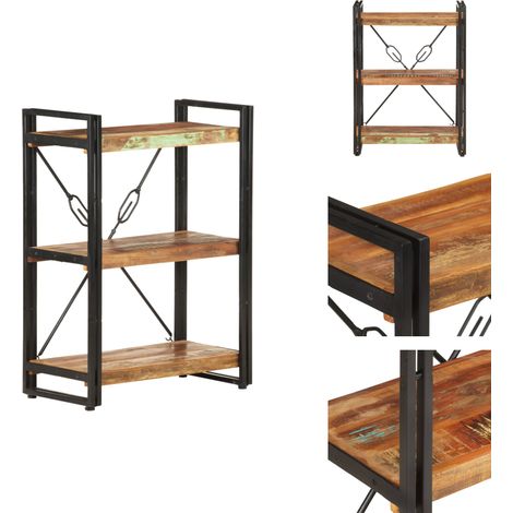 Bücherregal 3 Fächer 60x30x80 cm Altholz Massiv - Industrielles Design - Bücherregal - Altholz - Recyceltes Holz - Wohnraum Dekoration