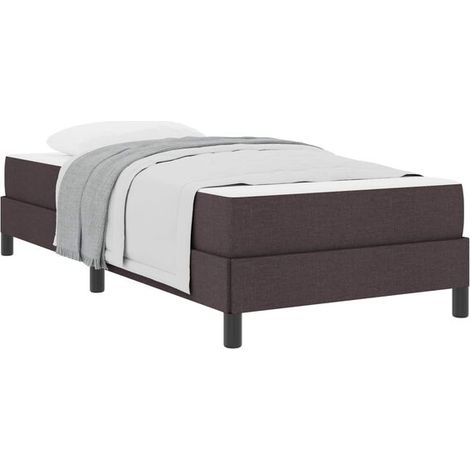 Matelas à ressorts, avec matelas, marron foncé, 80 x 200 cm, revêtement en tissu. (1/5)