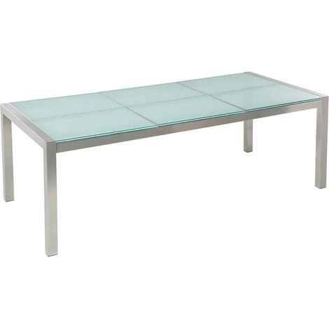 Mesa de jardín con tablero de vidrio agrietado 220 x 100 cm para 8 personas con marco de acero Grosseto