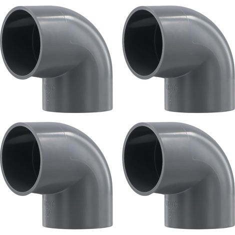 4 Pièces Coude Femelle, Raccords Coudés en PVC 90°Manchons Adhésifs de 50 mm Connecteur D'angle en PVC U Gris pour Raccords de Tuyaux de Piscine (1/5)