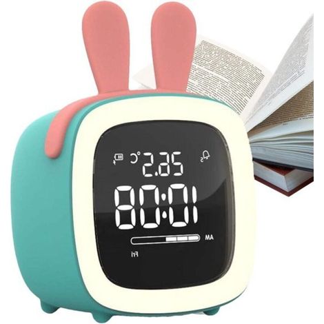 Sveglia luminosa e luce notturna per l'addestramento al sonno dei bambini, grazioso orologio da tavolo con luce soffusa, sveglia portatile per la cameretta dei bambini (maschi e femmine).