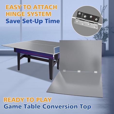 Table de tennis pliable, plateau 180,34 x 90,17 x 1,2 cm, gris, pour familles, adultes et enfants, surface de jeu robuste, table de ping-pong compacte et repliable. (1/5)