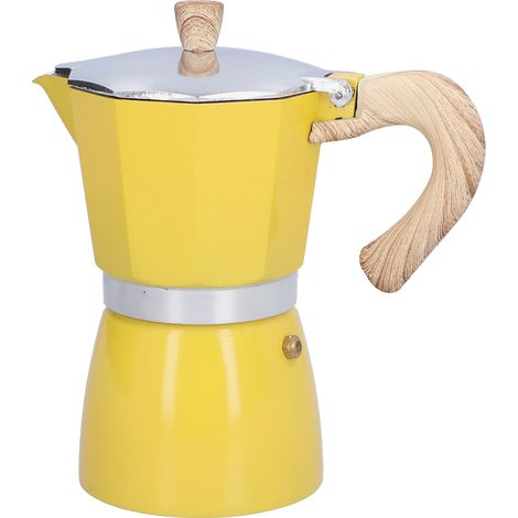 Cafetière italienne 300 ml, compatible avec cuisinière à gaz, réchaud à alcool et four électrique, jaune (1/5)