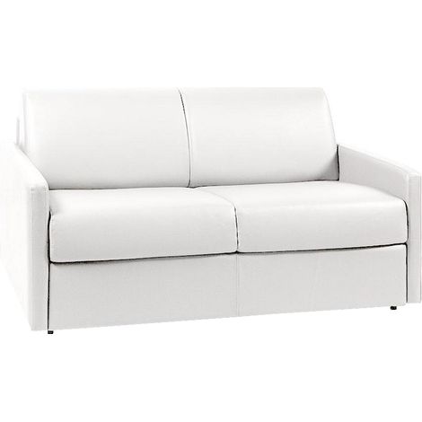 Divano letto 2 posti express in similpelle bianca con seduta memory foam - Letto 120 cm - Materasso 18 cm - CALIFE