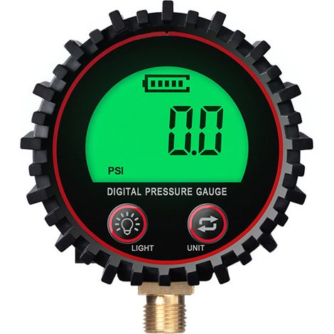 Manomètre numérique de pression des pneus (psi, bar, kPa, kgf/cm²) avec flexible et mandrin coudé (1/5)