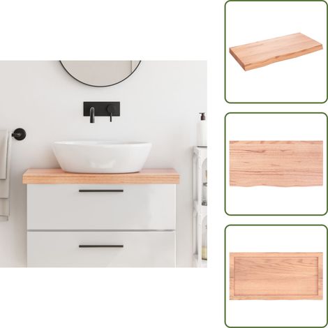 The Living Store Comptoir de salle de bain marron 80x40x(2-6) cm bois traité - Bois de chêne (1/5)