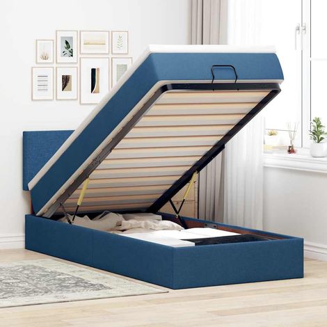 Ottoman-Bett mit Matratze Blau 90x190 cm Stoff (1/5)
