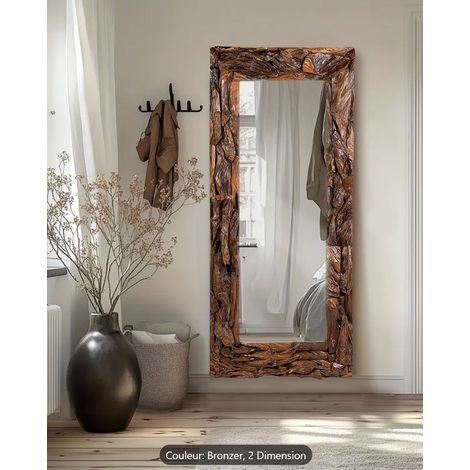 Boima - Miroir en bois de teck finition antique (1/5)
