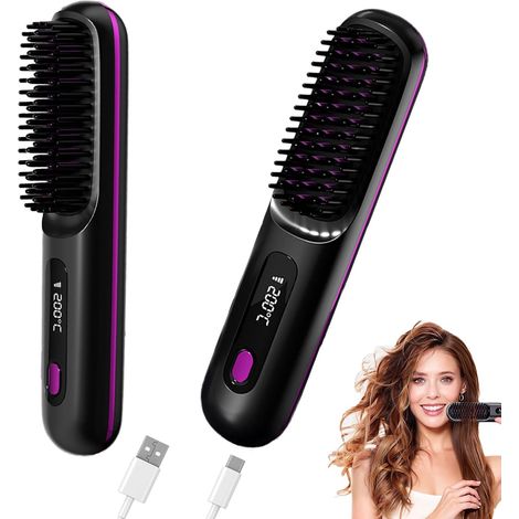 Piastra per capelli senza fili con ioni negativi, batteria da 4000 mAh a riscaldamento rapido e design portatile da viaggio, spazzola ricaricabile per acconciare e arricciare i capelli. (1/5)