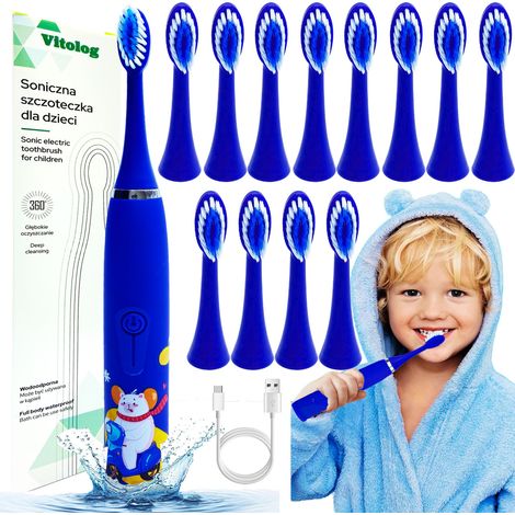 CEPILLO DE DIENTES SONICO ELÉCTRICO PARA NIÑOS + 12 CABEZALES (1/5)