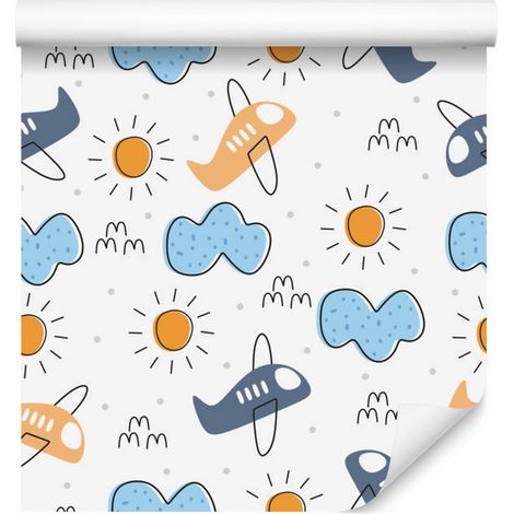 Papier peint minimaliste à motifs d'avions féeriques pour salon et chambre 50x1000 cm (1/5)