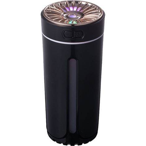 Diffuseur d'huiles essentielles portable USB 300ml pour voiture, veilleuse colorée, mini humidificateur d'air noir pour maison et bureau