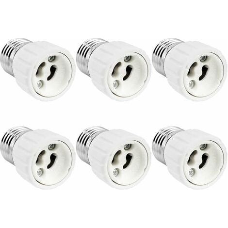 E27-auf-Gu10-Sockeladapter, 0–250 V, max. 200 W E27-Schraubsockel-Konverter auf Gu10-Sockel für LED-Glühbirne, Halogen- und CFL-Lampe, Keramikadapter, 6er-Pack (1/4)