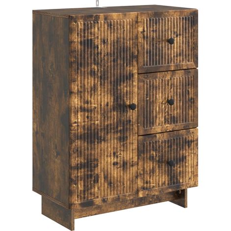Sideboard Smoked Oak 66 x 34.5 x 90 cm Engineered Wood vidaXL