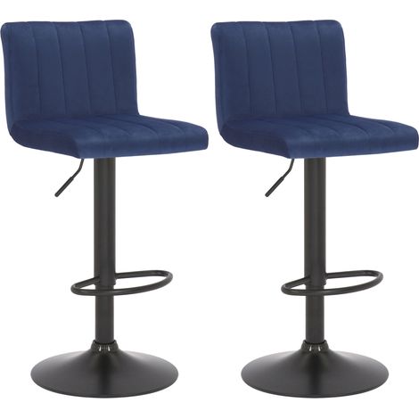 2er Set Barhocker Jamie Samt blau (1/5)