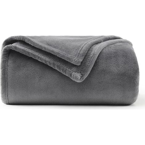 Coperta in microfibra di flanella, plaid per divano 150x200 cm grigio antracite, plaid per letto/divano per 2 persone, grande plaid caldo e morbido in pelliccia sintetica, 200x150 cm (1/4)