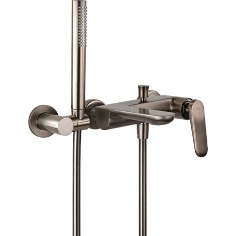 Miscelatore vasca da bagno a muro in colore PVD Satin Platinum Paini STONE 95P7105 PVD Satin Platinum (1/5)