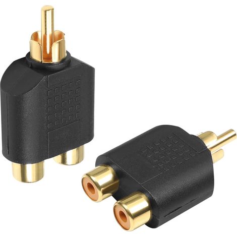 Adaptador audio mono 2xRCA/H-RCA/M DORADO  Negro (1/5)