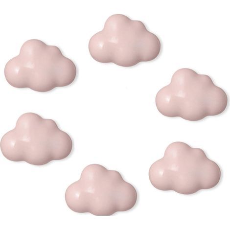 CCYKXA 6pcs Ceramic Cabinet Handle Cloud Shape Drawer Handle Kitchen Handle Children's Room Wardrobe Cupboard Toy Storage Box Bookcase (Pink)
