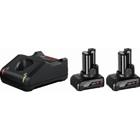 Bosch Accessori - Set caricabatterie 4 A e 2 batterie Li-Ion da 12 V 6,0 Ah 1600A01B20