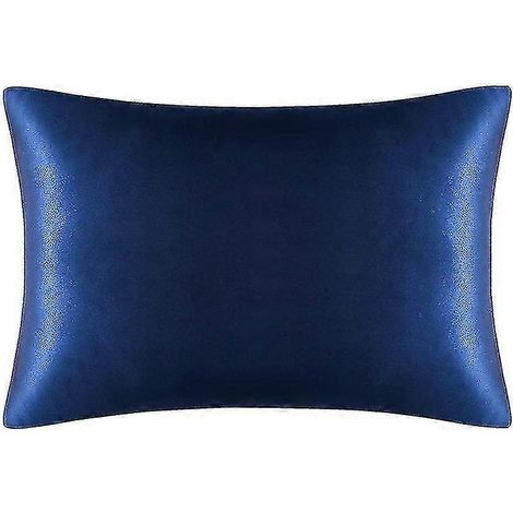 Taie d'oreiller en pure soie naturelle double face, douce pour les cheveux et la peau, 600 fils/cm², 50 x 75 cm, bleu marine (1/5)