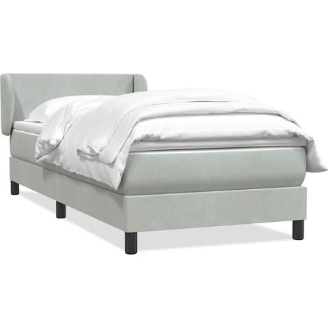Boxspringbett mit Matratze Hellgrau 80x220 cm Samt