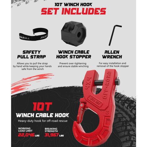 New heavy-duty winch hook, forged hook, cargo hook, trailer hook, electric towing, off-road vehicle rescue (1/4)