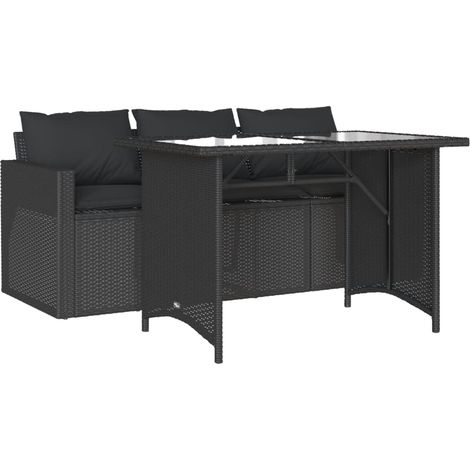 Maison Exclusive - 2-tlg. Garten-Essgruppe mit Kissen Schwarz Pol