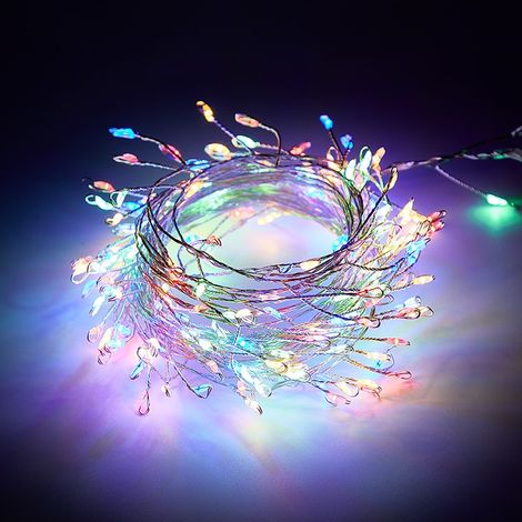 Guirlande LED USB 3 m 100 lumières – Éclairage multicolore avec télécommande – Décoration festive pour Noël, mariage, fête et intérieur (1/5)