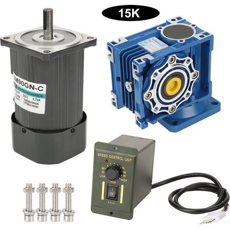 Moteur à engrenages à vis sans fin autobloquant AC220V 90W à vitesse réglable CW/CCW avec régulateur (15K)