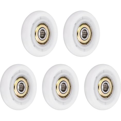 5pcs 626ZZ Ball Bearing Guide Pulley, 6x35x8mm Nylon Round Wheel Pulley with Metal Shielding (GCr15) for Hardware Accessories, Furniture, and Windows, White (1/5)
