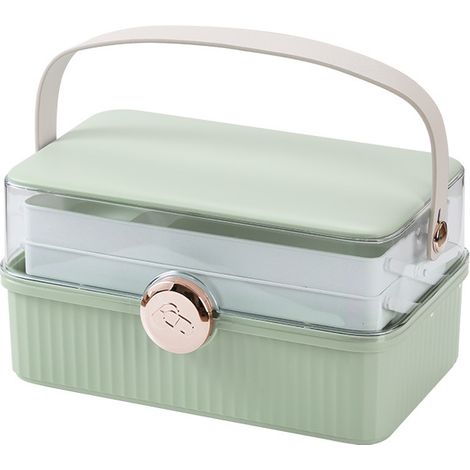 Trousse de premiers secours portable à grande capacité pour dortoir, contenant des médicaments et plusieurs compartiments. (1/4)