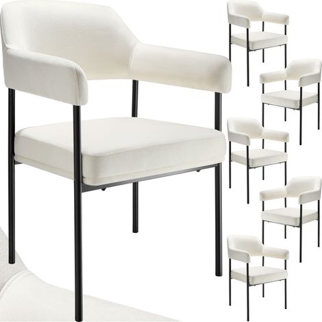 Lot 6 fauteuils rembourrés pieds en acier dossier continu noir/blanc (1/5)