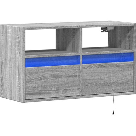 Mobile TV multimediale scaffale per televisione televisione buffet sala da pranzo soggiorno camera da letto a parete con luci LED Sonoma 80 x 31 x 45 cm grigio 020028061
