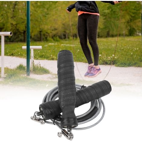 Corde à sauter lestée en fil d'acier noir, lestée et ajustable, pour adultes et étudiants, idéale pour le fitness et les sports de plein air. (1/5)