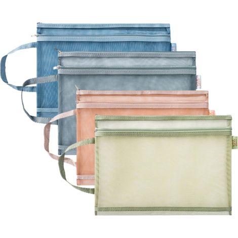 Sac De Rangement Fichiers - Maille Double Avec Fermeture Éclair - Pour Bureau École Voiture - 2 Compartiments - 1 Pièce (1/5)