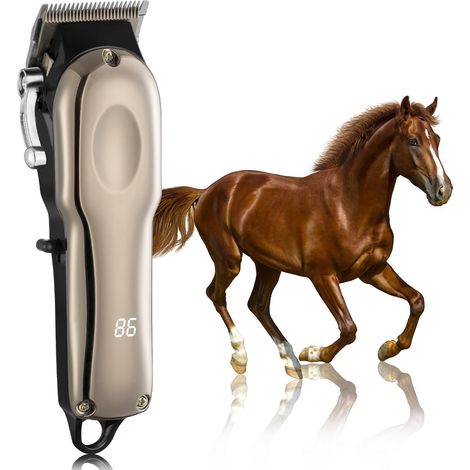 Tondeuse Sans Fil pour Chevaux Électrique Rechargeable Toilettage Pour Chevaux Silencieuse Tondeuse Pour Animaux Chien Chat à Poil Long et Epais 4 Gardiens de Guide Inclus (1/5)