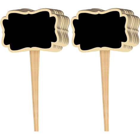 20 étiquettes de jardin en bois (carrées), marqueurs pour plantes, pancartes écologiques pour semis, arbres, herbes aromatiques et fleurs, style ardoise, lot de 20, usage extérieur (1/5)