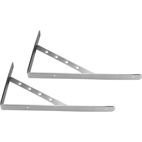 2 supports muraux triangulaires en acier inoxydable pour étagères et bibliothèques (14 pouces) (1/5)