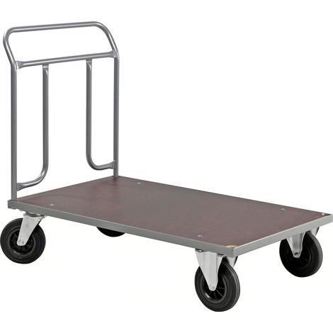 Kongamek Plattformwagen in grau 1074x600x1000mm mit Schiebegriff aus Stahlrohr und Gummibereifung ohne Bremse